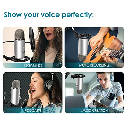 Blue Yeti Shock Mount, Alloy Shockmount Reduces Vibration Noise Matching Mic Boom Arm, Compatible for Blue Yeti and Yeti Pro Microphone by YOUSHARES - color: Shock Mount