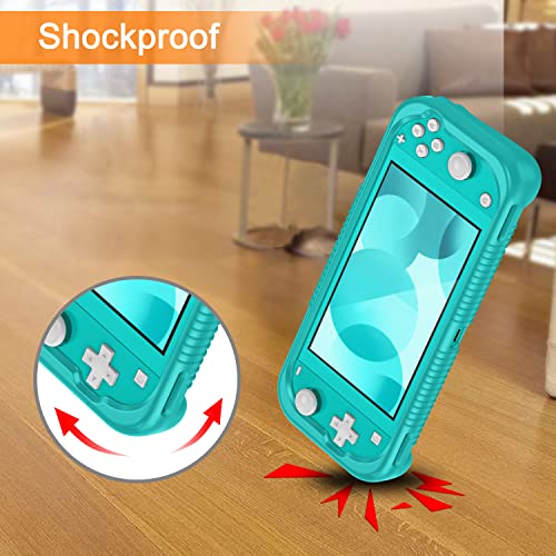 FINTIE Soft Silicone Protective Case for Nintendo Switch Lite 2019 | Ergonomic Grip, Anti-Slip, Shock-Absorption & Anti-Scratch, Lightweight Grip Case Cover, Turquoise - color: Turquoise