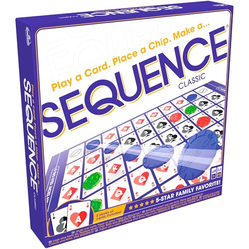 SEQUENCE- Original SEQUENCE Game with Folding Board, Cards and Chips by Jax ( Packaging may Vary ) White, 10.3" x 8.1" x 2.31"