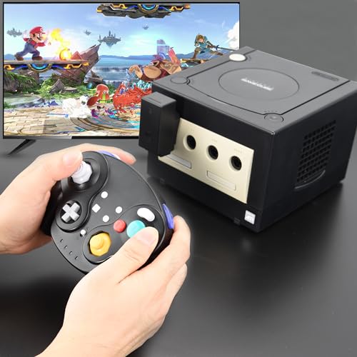 Wireless GameCube Controller for NGC Console, 2.4 GHz Receiver, Indigo | (Built-in Vibration) (Rechargeable) (Analog Triggers / Stick) - color: NGC Receive Indigo