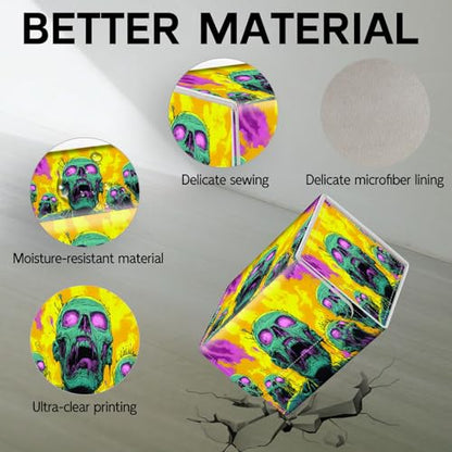 Trading Card Storage Box, Holds 100+ for MTG Cards, PU Leather with Magnetic Closure, Green Zombies in Psychedelic Flames Durable Deck Box for Magic the Gathering, Trading Card Games - color: Green Zombies in Psychedelic Flames