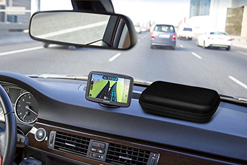 MoKo 5-Inch GPS Carrying Case for Garmin, TomTom & Magellan, Black | Hard Shell Protection, Shock-absorbing Oxford Fabric, Soft Velvet Lining, Mesh Pocket for Accessories - size: 5 Inch