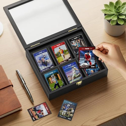 TJ.MOREE Card Sorting Tray Case, Stackable Trading Cards Organizer Fits 330 Cards, Baseball Card Display Case for Baseball Football Basketball Hockey Game Trading Card Collection - size: 330 Cards-Countertop