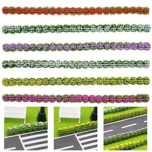 Cayway 6 Color Miniature Shrub Strips Static Shrub Vegetation Groups Static Grass Tuft DIY Miniature Colorful Flower Cluster for DIY Model Train Landscape Railroad Scenery - color: 6 Color