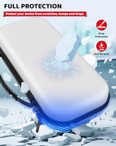 Switch 2 Slim Hard Shell Carry Case for Nintendo Switch 2 2025/Switch/OLED | Hard Shell Carrying Case with Soft Lining, 10 Card Slots, Durable Ballistic Nylon, Soft Silicone Handle, Switch2 Carry Case - color: White