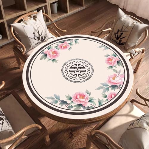 Round Mahjong Mat Silent and Noise Reduction Mahjong Tablecloth with Rubber Backing Large Play Mat for Poker, Card, Board, Tile Games(Creamy,60cm/23.62in) - color: Creamy, size: 60cm/23.62in