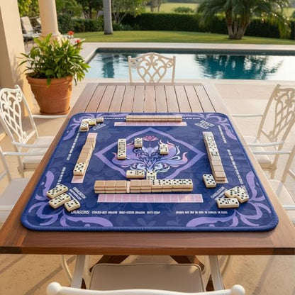Purple Mahjong Mat for Table, American Mahjong Mat with Printed Rules, 31.5x31.5 in, Anti-Slip, Noise-Reducing Table Cover with Carrying Bag for Mahjong, Poker, Dominoes and Card Games - color: Purple
