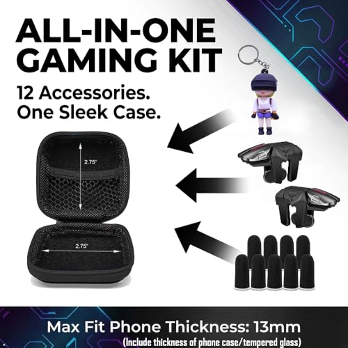 PUBG Mobile Triggers 13 in 1 Combo, 4 Gaming Triggers Mobile Phone Game Controller for PUBG/Knives Out/Call of Duty/Rules of Survival, Aim & Fire Trigger for iPhone & Android Phone (Boy) (Female Warrior) | L2R2 gaming trigger, compatible with iPhones & An