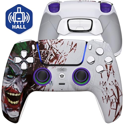 HEXGAMING ULTIMATE Wireless Controller Compatible with ps5, Clown Hahaha | Hall Effect Joysticks, Mouse-Click Triggers & Bumpers, 4 Remappable Back Buttons, 8 Swappable Sticks, FPS Gaming - color: Clown Hahaha