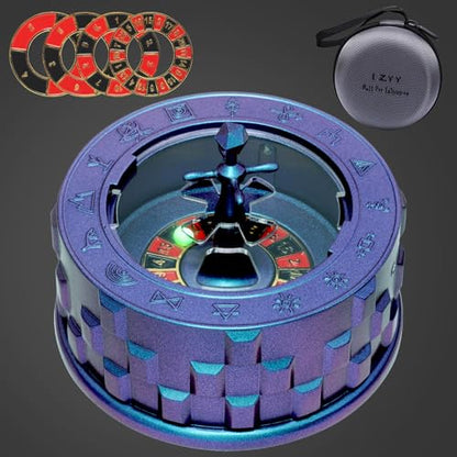 CZYY Roulette Dice, 7-in-1 Metal Fidget Spinner for DND, Tabletop RPG | 7 Dice Functions from D4 to D20 & D%, EVA Carrying Case, Accessories for RPG Game Nights, Gift for RPG Players, Blue