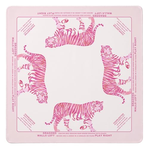 Pink Tigter Mahjong Mat Pads, Funky Cute Mahjong Mats for Table 31.5 In | Preppy Mahjong Mat, Funky Noise Reduction Mahjong Game Pad, Girly Mah Jong Mats Table Cover, Mahjong Gifts for Women - color: Pink Tigter