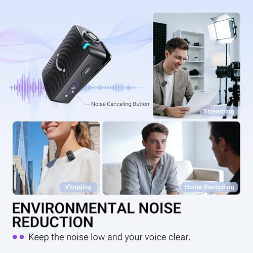 FIFINE Wireless Lavalier Microphone for iPhone/Android/Camera, 2 Pack Cordless Lapel Mic System for Vlog Recording Video YouTube/TikTok Interview, Condenser Clip-On Microphone with Charging Case-M9 | Condenser Clip-On Lapel Mic System, Charging Case, for