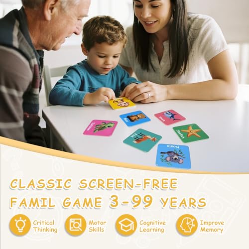 72 PCS Memory Match Game, Animal Matching Game for Kids 3 and up, Enhanced Memory Skills Card Games for Kids Ages 4-8