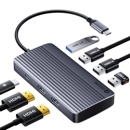 QUUGE Docking Station Dual Monitor 2 HDMI, 7 in 1 USB C Hub with Dual HDMI 4K, PD Charging, 5Gbps USB 3.0, 3 USB2.0, USB C Docking Station for MacBook Pro/Dell XPS/HP/Lenovo/Surface/Yoga etc - style: QC701【2 × HDMI + 4 × USB-A + PD 100W】