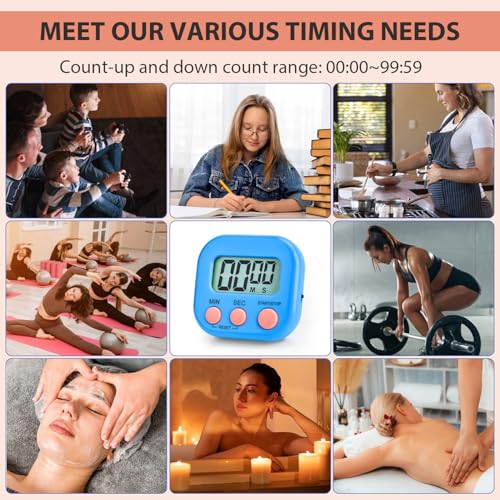 6 Pcs Multi-Function Electronic Timer, Small Timers for Classroom Digital Kitchen Timer Magnetic Digital Timer Countdown Time for Cooking Game Gym Break Time Classroom (Pink,Blue,Green, 3)