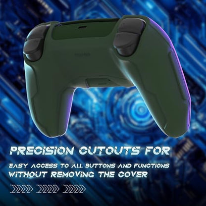 PlayVital Mecha Edition Silicone Cover Compatible with ps5 Controller with 2 Joystick Caps and 6 Stickers, Shockproof Non-Slip Grip Protector Accessories, Fits for ps5 Charging Station - Racing Green - color: Racing Green