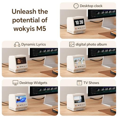 M5 Retro Dock Station for Mac mini M4 Pro, 80Gbps M.2 NVMe SSD Enclosure with Cooling Fan, Compatible for Thunderbolt 5/4/3/USB 4, 5'inch HD Display, SD/Micro SD Reader 4.0, 8K@60Hz Displayport - style: 80Gbps
