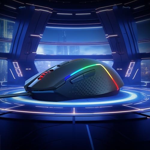 Redragon M616 Wired RGB Optical Gaming Mouse 10000 DPI Remapping Keys | Redefine Keybinding Macro, Vibing Backlight, Ergonomic Grip Body Comfort, Stable Lag-Free Connection Ready for FPS Battles