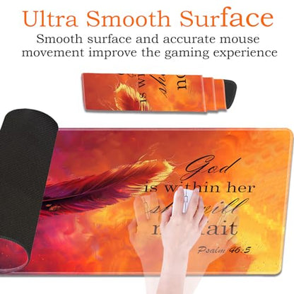 for MTG Playmat Non-Slip Rubber Play Mat with Storage Bag Combination, Ideal for Card Game Lovers TCG Play Mat, Feather Psalm46:5 - color: Feather Psalm46:5