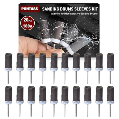20Pcs 180 Grit Sanding Drums Sandpaper Sticks Set for Dremel Rotary Tool with 1/8" Shank,Sanding Drums Accessories Dry/Wet Abrasive Cylinders for Wood/Metal Rust Removal/Jade Polishing（180 Grit） - size: 180 Grits