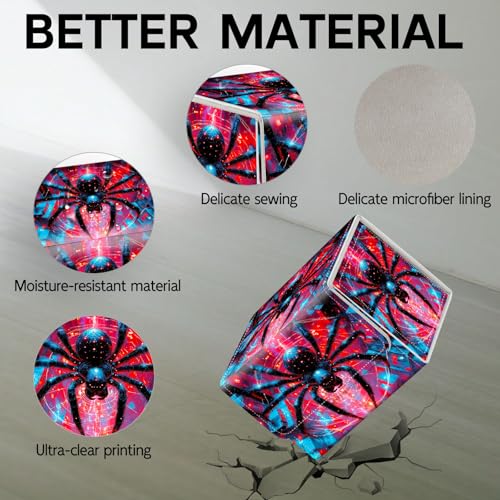 Trading Card Storage Box, Holds 100+ for MTG Cards, Premium PU Leather with Magnetic Closure, Neon Metropolis Giant Spider Durable Deck Box for Magic the Gathering, Trading Card Games - color: Neon Metropolis Giant Spider