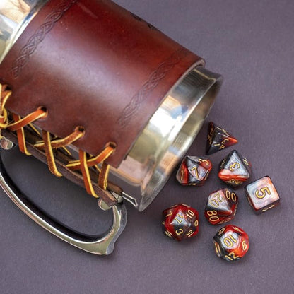Sage’s Portal Stones DND Dice Set Acrylic Opaque 7-PC Polyhedral DND Dice Set for Dungeons and Dragons D&D Sage’s Cantrips RPG Tabletop TTRPG (Copper/Mica/Gold) - color: Copper/Mica/Gold