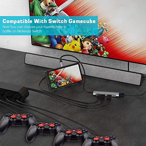 RREAKA 닌텐도 스위치 2/1 / OLED용 스위치 도크, 4K HDMI, USB 3.0 포트, 타입 C 100W 충전, 휴대용 미니 스위치 도킹 스테이션이 있는 4 in 1 스위치 TV 어댑터 - color: 실버