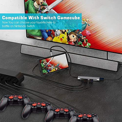 RREAKA 닌텐도 스위치 2/1 / OLED용 스위치 도크, 4K HDMI, USB 3.0 포트, 타입 C 100W 충전, 휴대용 미니 스위치 도킹 스테이션이 있는 4 in 1 스위치 TV 어댑터 - color: 실버