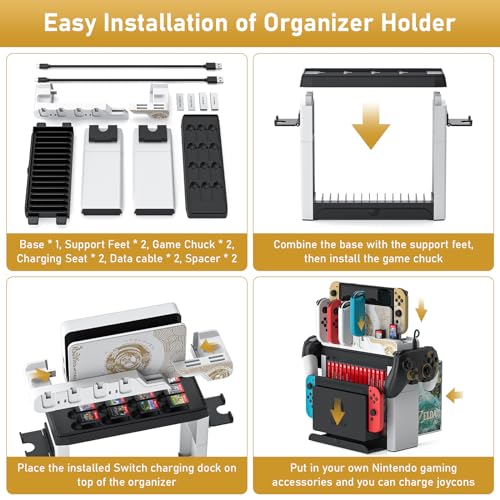 Switch Games Organizer Station with Controller Charger, Charging Dock for Nintendo Switch & OLED Joycons, Switch Mounts, Brackets & Stands for Games, the Legend of Zelda: Tears of the Kingdom Edition - color: Tears of the Kingdom Edition