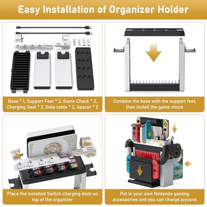 Switch Games Organizer Station with Controller Charger, Charging Dock for Nintendo Switch & OLED Joycons, Switch Mounts, Brackets & Stands for Games, the Legend of Zelda: Tears of the Kingdom Edition - color: Tears of the Kingdom Edition