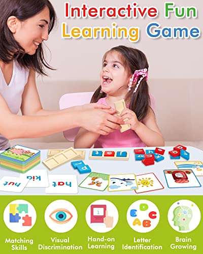 Wooden CVC Word Spelling Games, Montessori Educational Learning Toys Gifts | Learn to Read, Sight Words Flash Cards Kindergarten, Reading Workbooks, Learning Activities, Wooden Letters, Kids Gifts
