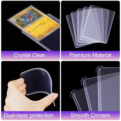 400 Packs Card Sleeves,3"X4" Baseball Collectible Trading Card Protective Sleeves,Hard Plastic Card Holder for Trading Sports Football Game Cards (200 Hard Sleeves+200 Soft Sleeve) - style: 200 Hard Sleeves + 200 Soft Sleeves