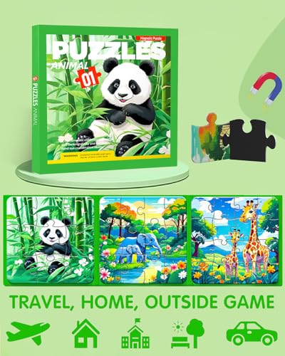 Magnetic Puzzles for Toddlers, Animal Forest Travel Puzzles Games for Kids Ages 3-5, Car Activities Toy for Boys Girls, Children Learning Magnet Gift for Road Trip (Forest) - style: Animal Forest(9+12+16)