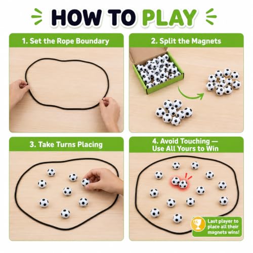 POSOUL 20 PCS Balls Magnetic Game with String, Soccer-Themed Magnet Board Set, Fidget Toys，Portable Tabletop Strategy Toy for Parties, Travel and Camping, Gift for Kids Ages 3+ and Adults