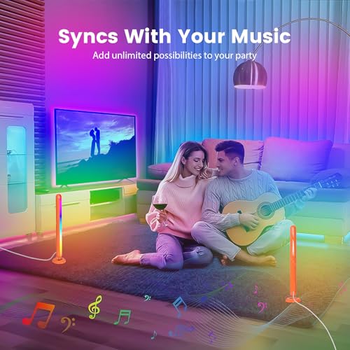 Smart ICRGB LED Lights Bars, Borllyem TV Backlight with Double Light Beads, App Control, RF Remote, Music Syncing and 47Modes for Gaming, Room Decoration