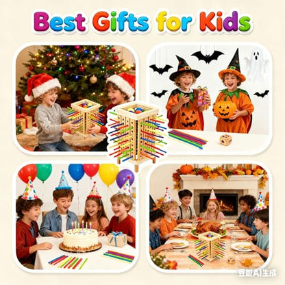 Pichoi Montessori Game Wooden Board Game - Multiplayer Family Travel Game - Math Educational Fine Motor Skills Toy for Boys Girls Ages 3-8, Perfect Holiday & Birthday Gift