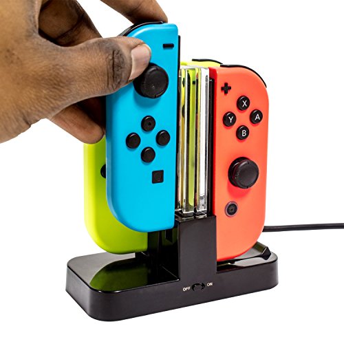 Orzly Nintendo Switch Joy Con Charging Dock, Pro Controller Charging Station, Charge Stand Becomes Charger for Upto 4 JoyCons or Nintendo Switch Pro Controller, USB Power, Type C Cable Included