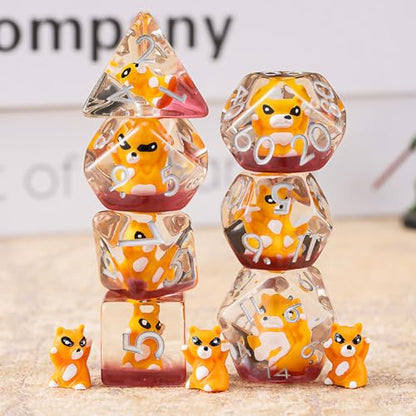 DND Resin Dice Set, Polyhedral D&D Raccoon Dice Inclusion Dice for Dungeons and Dragons MTG RPG for 15 Years and Up - color: Raccoon