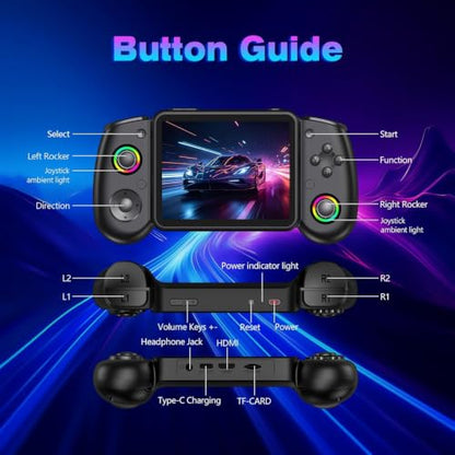RG43H Pro Retro Handheld Game Console, 4.3 Inch Retro Gaming Console with 4000mAh Battery, RK3562 Opensource Hand Held Games Console, EmuELEC&RGBOX Dual Systems Video Console, HDMI TV Output, Black - color: Black
