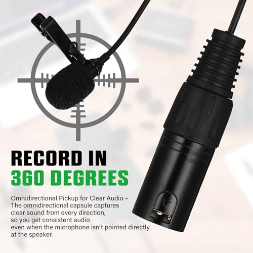 Tellegloww 4 Pack 3-pin XLR Lavalier Microphone Kit, 6.56ft/ 2m Balanced Omnidirectional Lapel Mic with Clips, Foam & Furry Windscreen, for Camera Mixer PA System Video Recording Interview