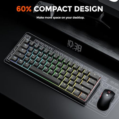 DAREU EK60 HE Rapid Trigger Gaming Keyboard Wired, 0.01mm RT Accuracy Adjustable, Hall Effect Magnetic Switch Hot Swappable, SOCD, 8000Hz Polling, RGB Backlit, 60% Compact Design for Laptop/PC - color: Black