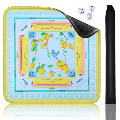 Jongyance American Learning Mahjong Mat (33”x33”), Blue and Yellow Mahjong Mat for Table - color: Blue and Yellow