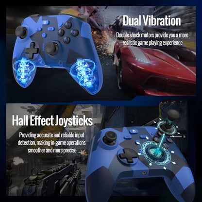 BETMI Wireless Controller Compatible with Xbox|PC, Built-in Audio Jack | Built-in Audio Jack/Macro/Turbo/Hall Effect Joysticks/2.4GHz Dongle, Compatible with Xbox One, Series X/S (Blue/Black)