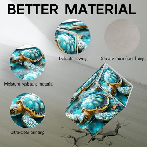 Trading Card Storage Box, Holds 100+ for MTG Cards, PU Leather with Magnetic Closure, Golden Blue Sea Turtle Fantasy Durable Deck Box for Magic the Gathering, Trading Card Games - color: Golden Blue Sea Turtle Fantasy