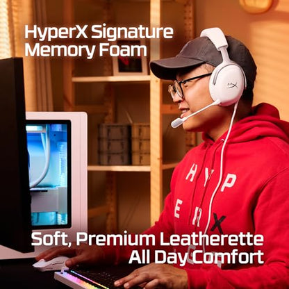 HyperX Cloud III – Wired Gaming Headset, PC, PS5, Xbox Series X|S, Angled 53mm Drivers, Memory Foam, Durable Frame, Ultra-Clear 10mm Mic, USB-C, USB-A, 3.5mm – White