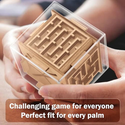 Fidget Puzzle Cube for Kids and Adults - 6-Sided Wooden Puzzle Game Fidget Toy for Anxiety Relief - Handheld Maze Cube for Travel - 3D Brain Teaser Magic Cube Fidget for Christmas Stocking Stuffers