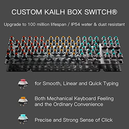 Hexgears X5 Wireless Mechanical Keyboard, Dual-Mode 2.4G/USB-C Ergonomic Full Size 108 Keys Keyboard, Kailh Box 3.0 Clicky Switch, N-Key Rollover, Backlit Gaming Keyboards with Wrist Rest (Pink) - color: Pink Jelly-X5, size: Clicky