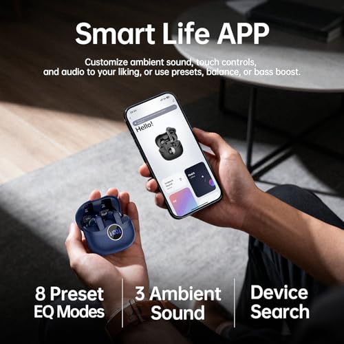 xinwld Adaptive Hybrid Active Noise Canceling 2026 Wireless Earbuds, 6 Mics ENC Clear Call Ear Buds, Hi-Res Audio Deep Bass Bluetooth 5.4 Headphones, 40H Playtime, Wireless Charging, LED, USB-C, Blue - color: Deep Blue