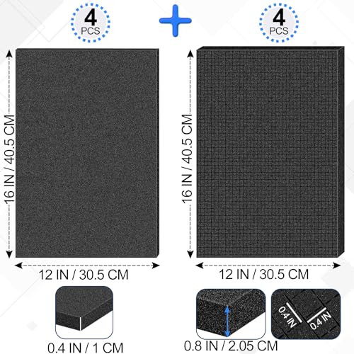 MYFAMIREA 8 Pcs Pick and Pluck Foam Sheets 2 Size Polyurethane Apart Foam Inserts Pads with Bottom Use for Camera, Interlocking Case, Tool Box, Storage Drawer(4P 16" x 12" x 0.8", 4P 16" x 12" x 0.4") - size: 2 Sizes - 8 Pcs -16 Inches Length