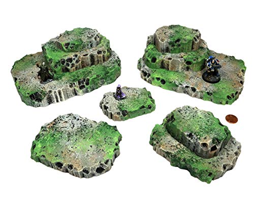 Mossy Stone Stacking Modular Hills Set - - Handmade Terrain for Tabletop War Games and TTRPGs